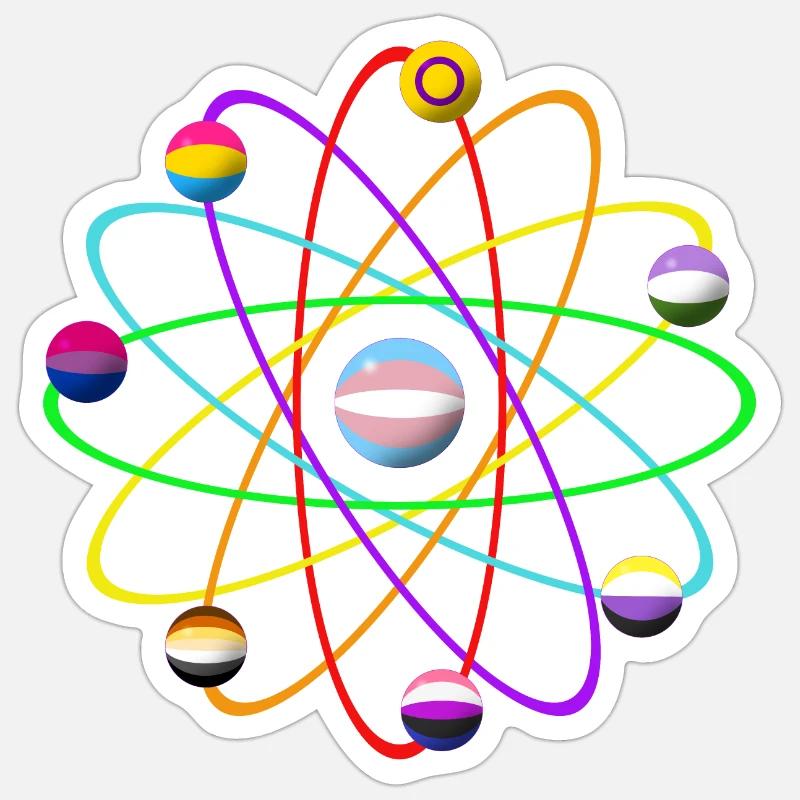 LGTBIQ+ Atom - Sticker Größe S (10 x 10 cm) - Mattweiß