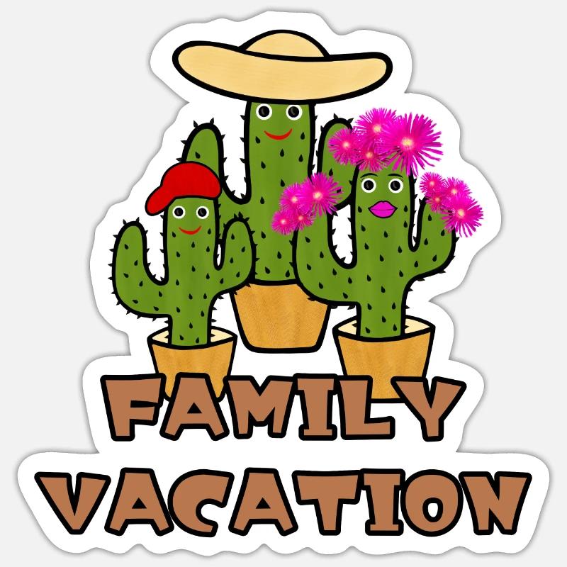 Green cactuses - Sticker size S (10 x 10 cm) - white matte