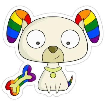 Regenbogen-Welpe - Sticker Größe S (10 x 10 cm) - Mattweiß - Vorne