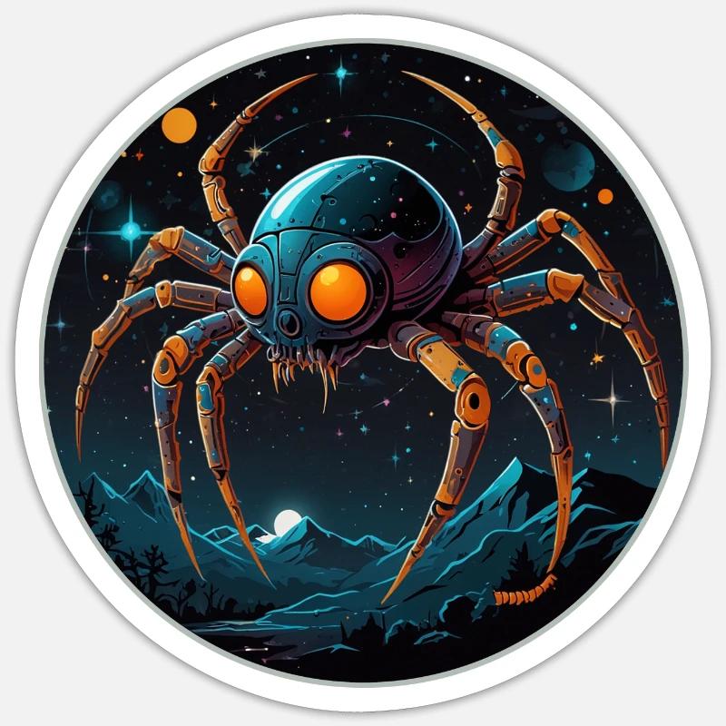 Space spider in space in orbit Sticker size S (10 x 10 cm)