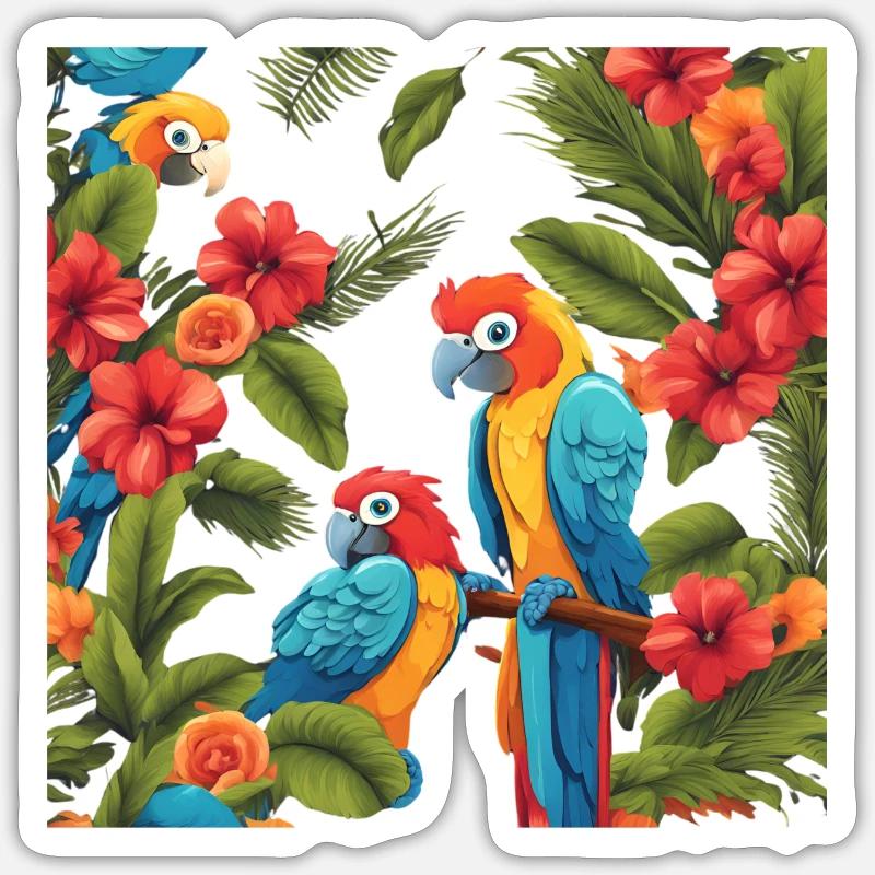« Beauté colorée : le perroquet » Sticker taille S (10 x 10 cm)
