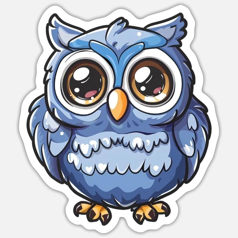 Niedliche Eulenfigur Mit Großen Augen - Sticker Größe S (10 x 10 cm) - Mattweiß