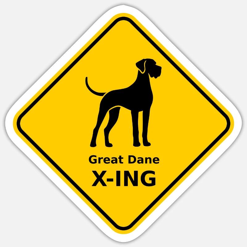 Schild "Great Dane X-ING" - Sticker Größe S (10 x 10 cm) - Mattweiß