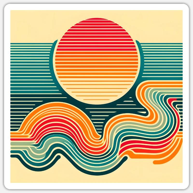Sunset Retro 2 - Sticker size S (10 x 10 cm) - white matte