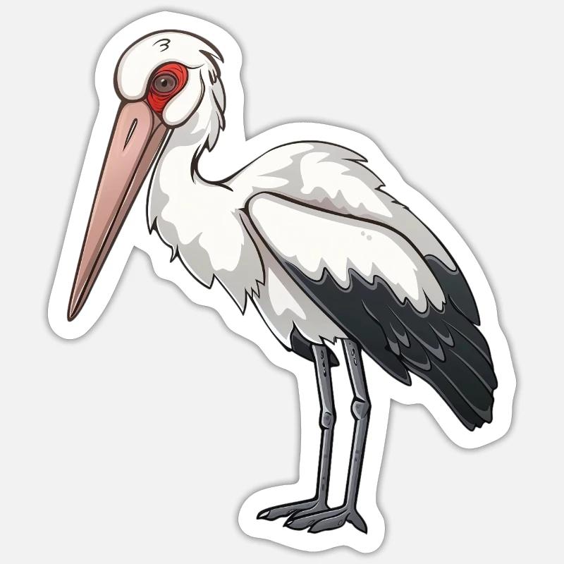 Fière cigogne blanche en pose - Sticker taille S (10 x 10 cm) - blanc mat