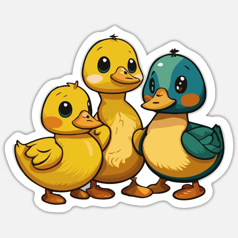 Three ducklings Sticker size S (10 x 10 cm)
