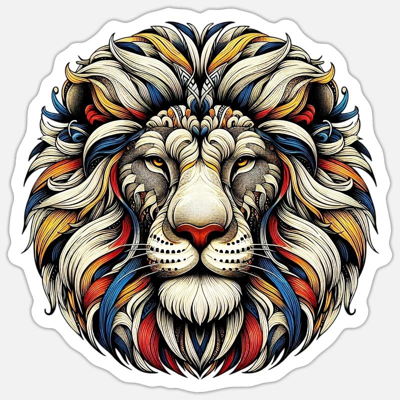 Löwe - Sticker Größe S (10 x 10 cm) - Mattweiß
