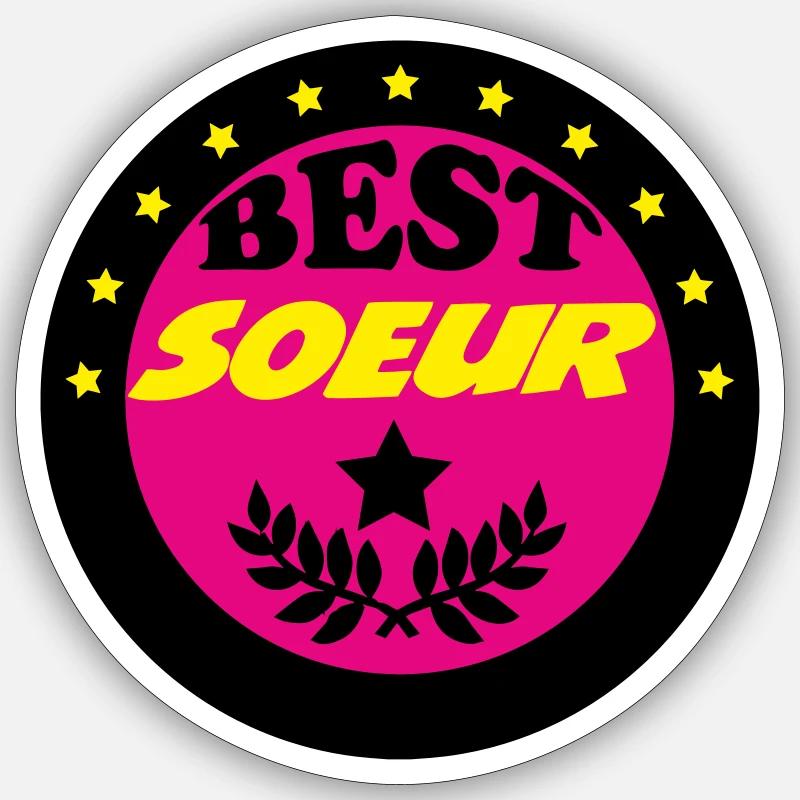BEST SOEUR - Sticker taille S (10 x 10 cm) - blanc mat
