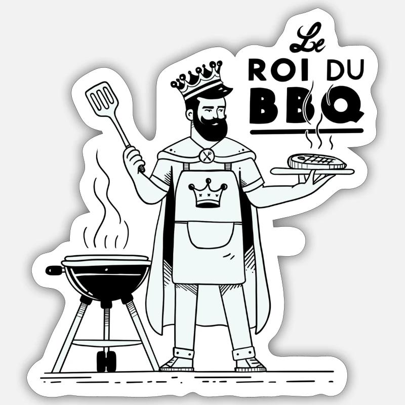 Le roi du BBQ - Sticker taille S (10 x 10 cm) - blanc mat