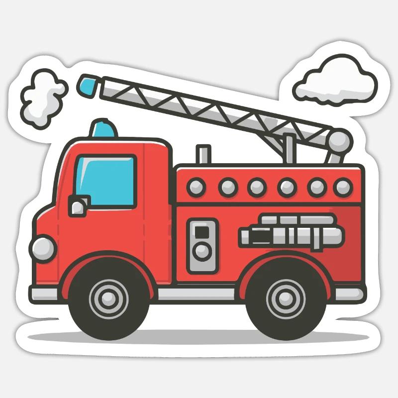 Kinder Feuerwehrauto - Sticker Größe S (10 x 10 cm) - Mattweiß