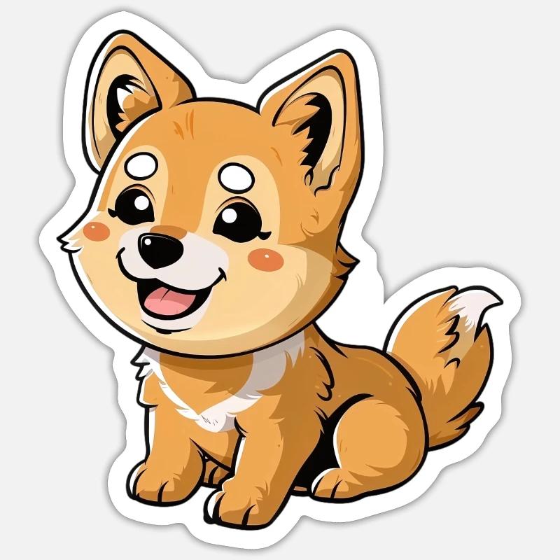 Découvrez le charmant chiot dingo - Sticker taille S (10 x 10 cm) - blanc mat