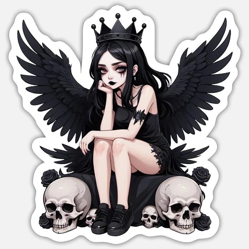 Dunkle Gothic Gothic Fee mit Flügeln - Sticker Größe S (10 x 10 cm) - Mattweiß