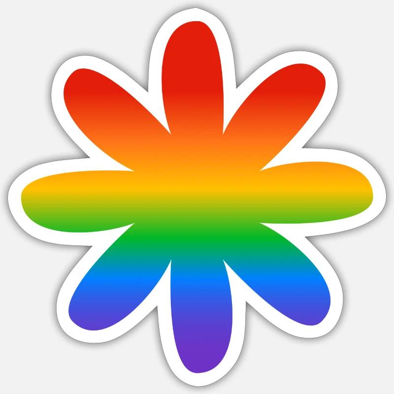 Regenbogen-Blume - Sticker Größe S (10 x 10 cm) - Mattweiß