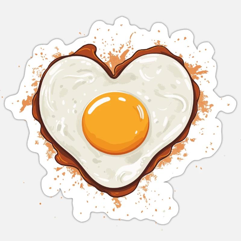 Fried egg with heart - Sticker size S (10 x 10 cm) - white matte