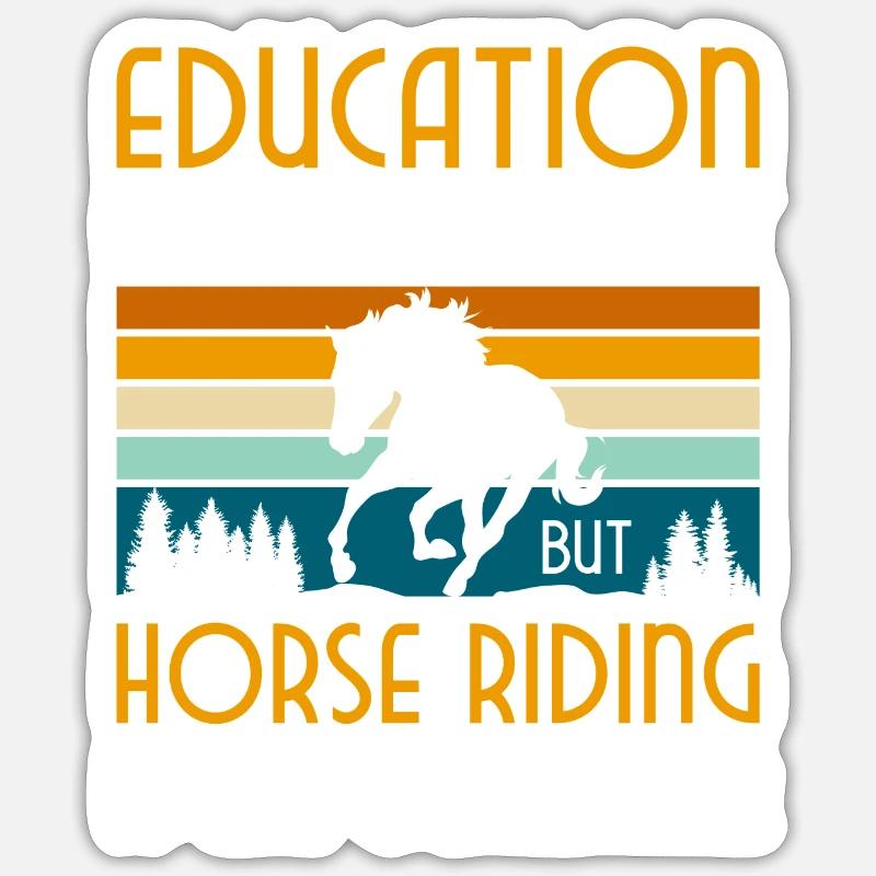 Pferd Hobby Pferdemädchen Springreiten - Sticker Größe S (10 x 10 cm) - Mattweiß