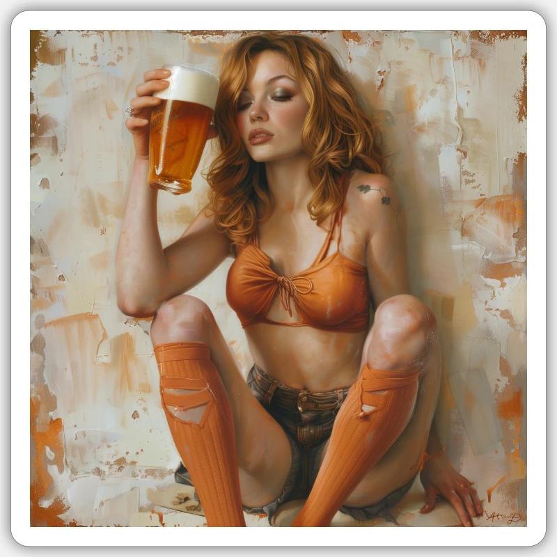 Bier - Sticker Größe S (10 x 10 cm) - Mattweiß