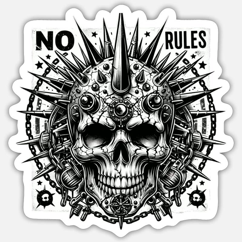 Punkskull NO RULES - Sticker size S (10 x 10 cm) - white matte