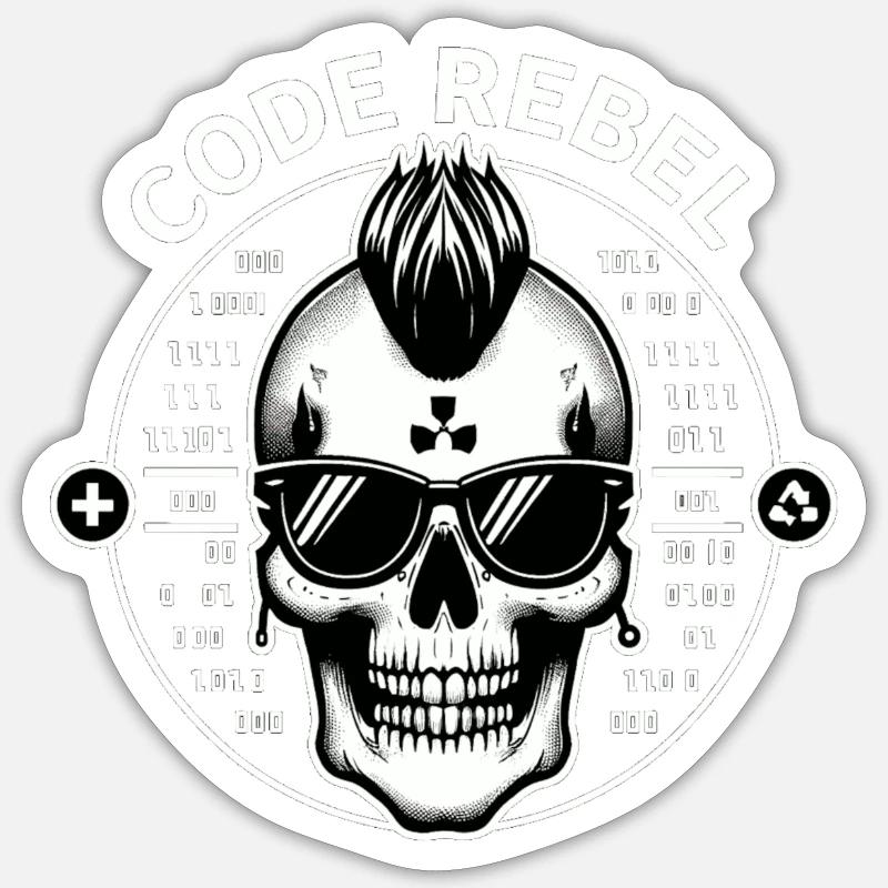 Punkskull Code Rebel - Sticker Größe S (10 x 10 cm) - Mattweiß