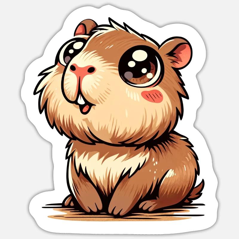 Capybara - Sticker taille S (10 x 10 cm) - blanc mat