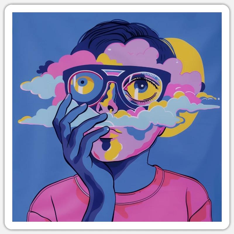 Psychedelic Face Sticker size S (10 x 10 cm)