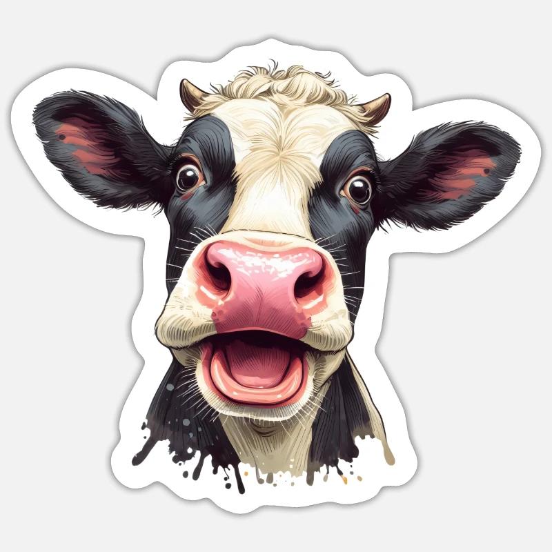 Vache effrayée Sticker taille S (10 x 10 cm)
