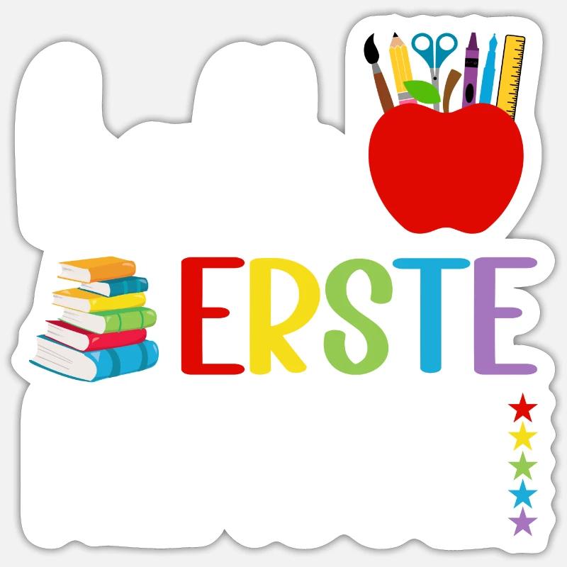 Schulkind 2024 Mädchen Regenbogen Einschulung 2024 - Sticker Größe S (10 x 10 cm) - Mattweiß