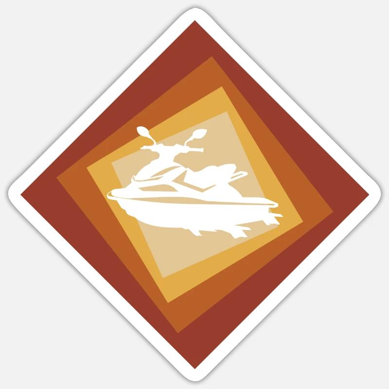 Jet Ski Wakeskating - Sticker taille S (10 x 10 cm) - blanc mat