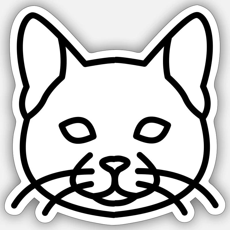 Chat - Sticker taille S (10 x 10 cm) - blanc mat