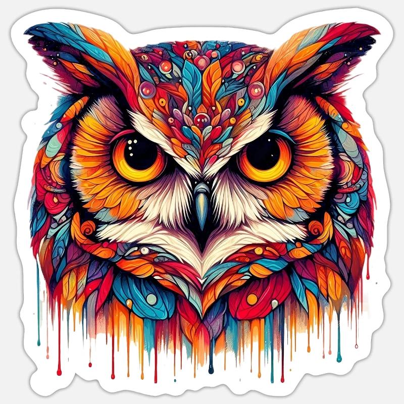 Owl - Sticker size S (10 x 10 cm) - white matte