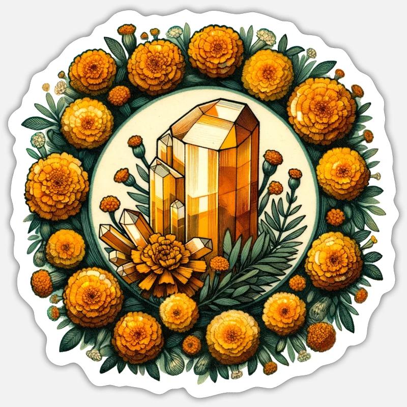 Citrin-Ringelblumen - Sticker Größe S (10 x 10 cm) - Mattweiß