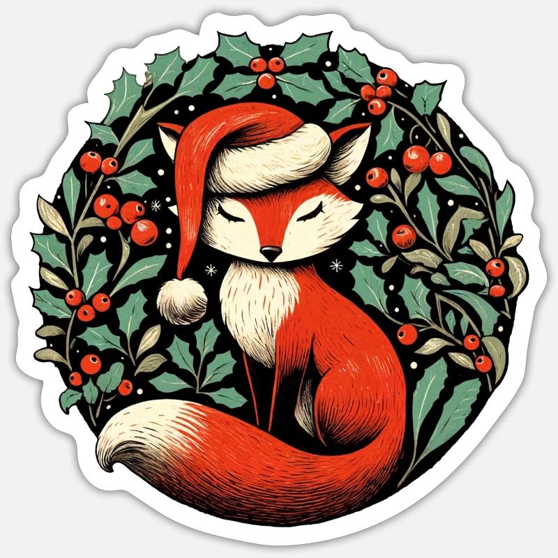 Rotfuchs Weihnachten Sticker Größe S (10 x 10 cm)