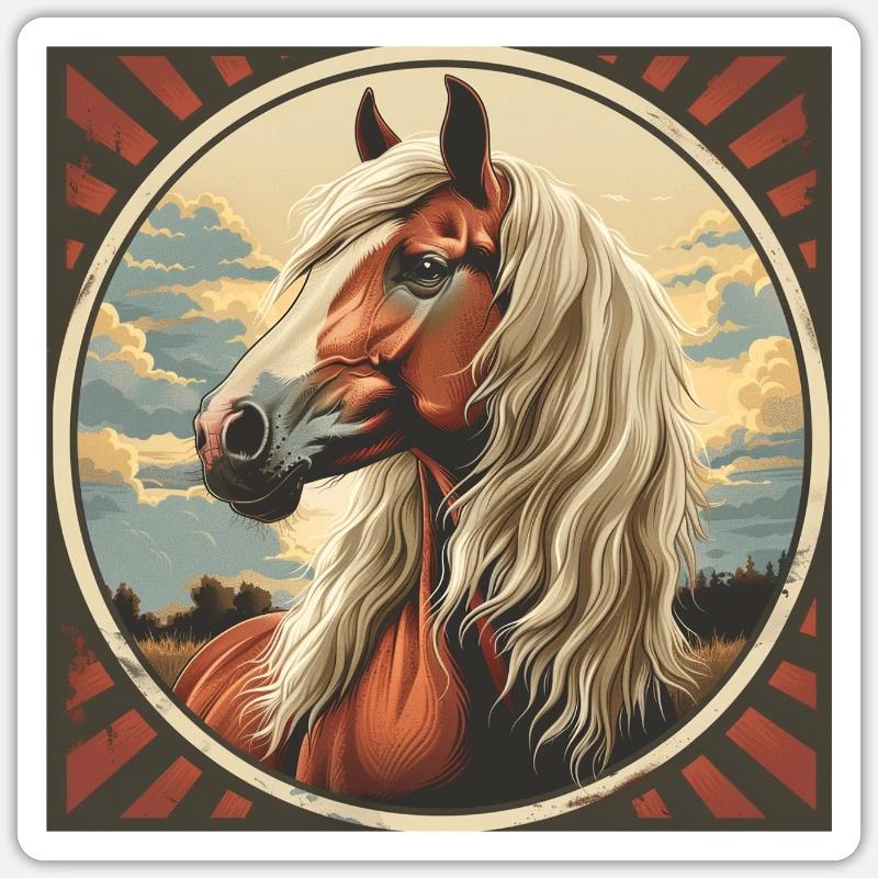 Haflinger Pferd - Sticker Größe S (10 x 10 cm) - Mattweiß