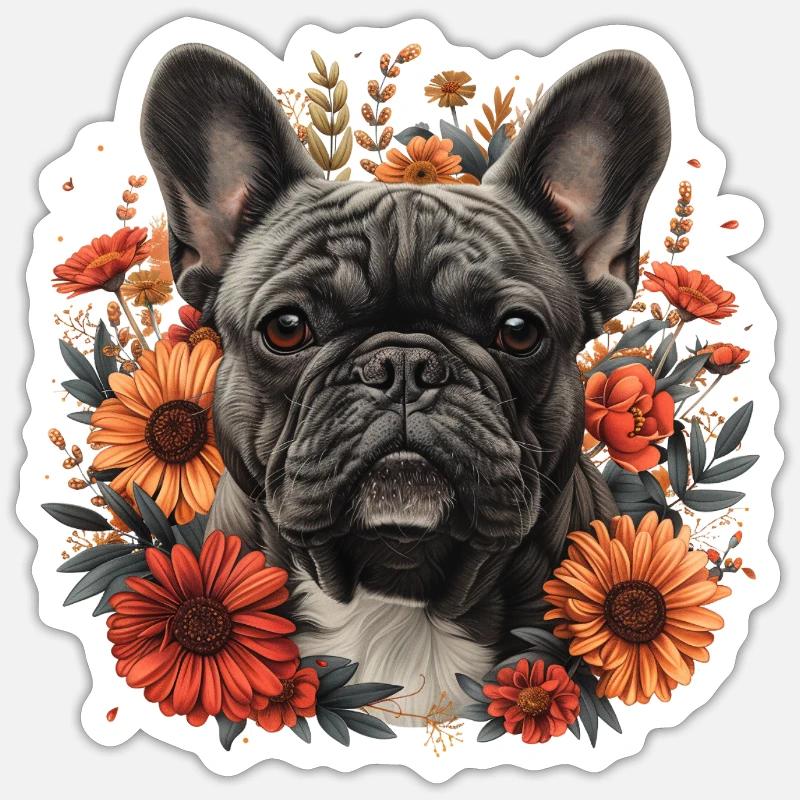Bouledogue français - Sticker taille S (10 x 10 cm) - blanc mat