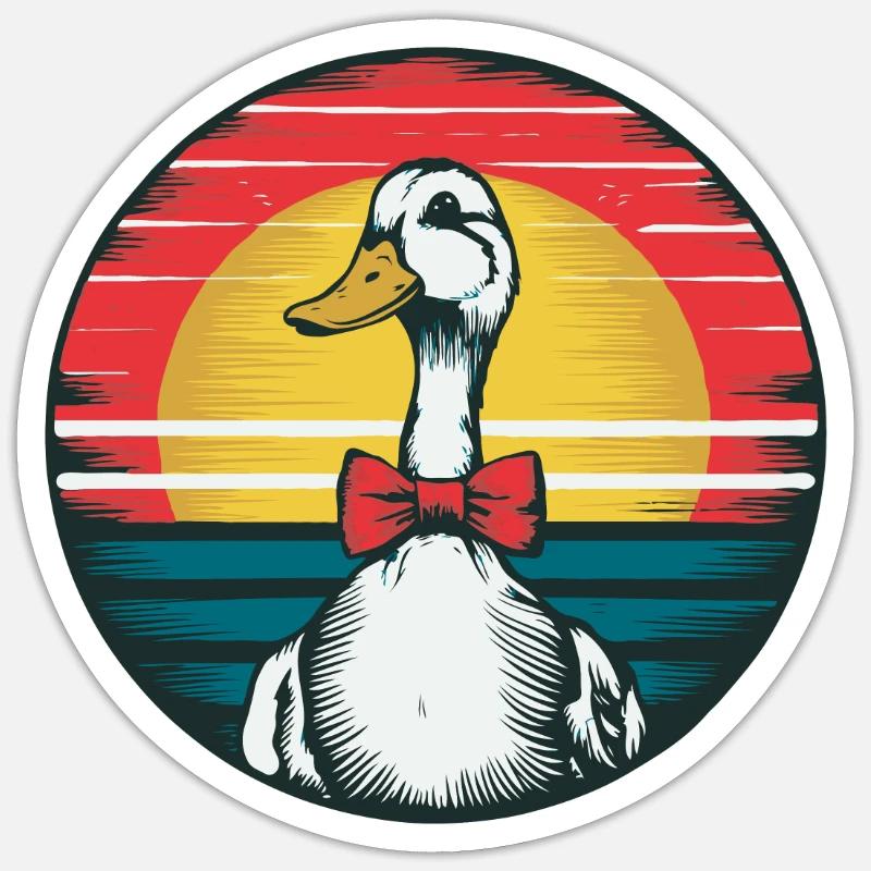 Duck with a Bowtie - Sticker Größe S (10 x 10 cm) - Mattweiß