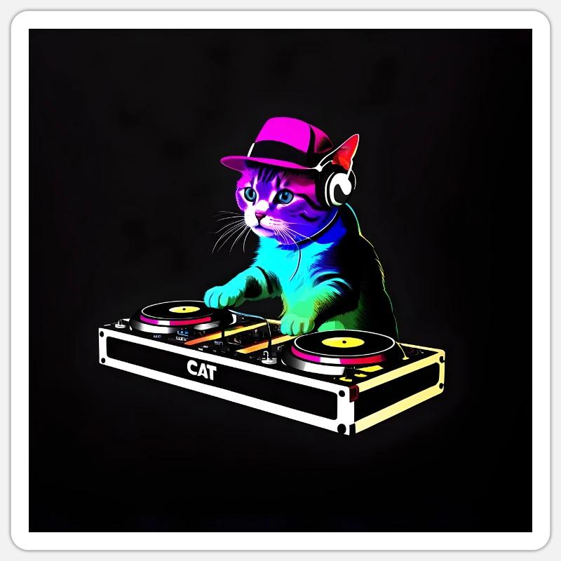 DJ Chat Scratch - Sticker size S (10 x 10 cm) - white matte