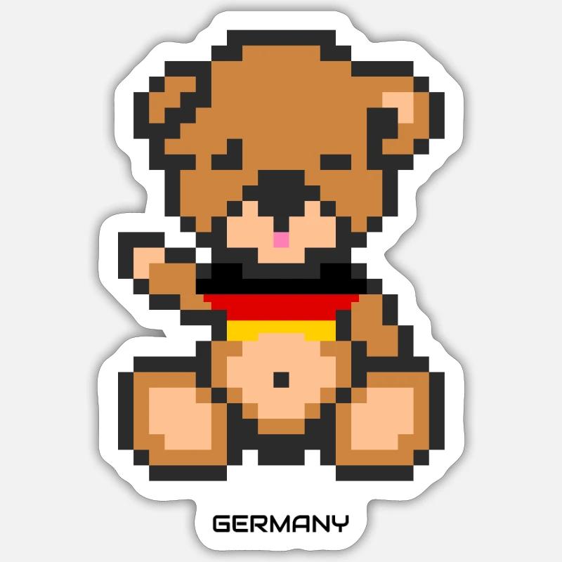 Pixel Bear Germany - Sticker taille S (10 x 10 cm) - blanc mat