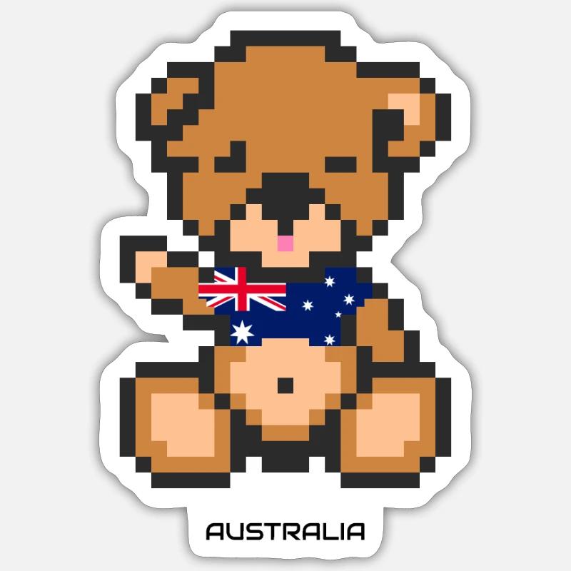 Pixel Bear Australia - Sticker taille S (10 x 10 cm) - blanc mat