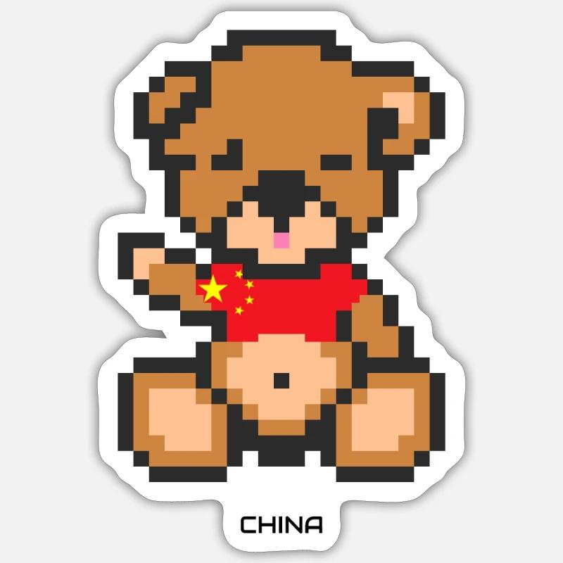 Pixel Bear China Sticker size S (10 x 10 cm)