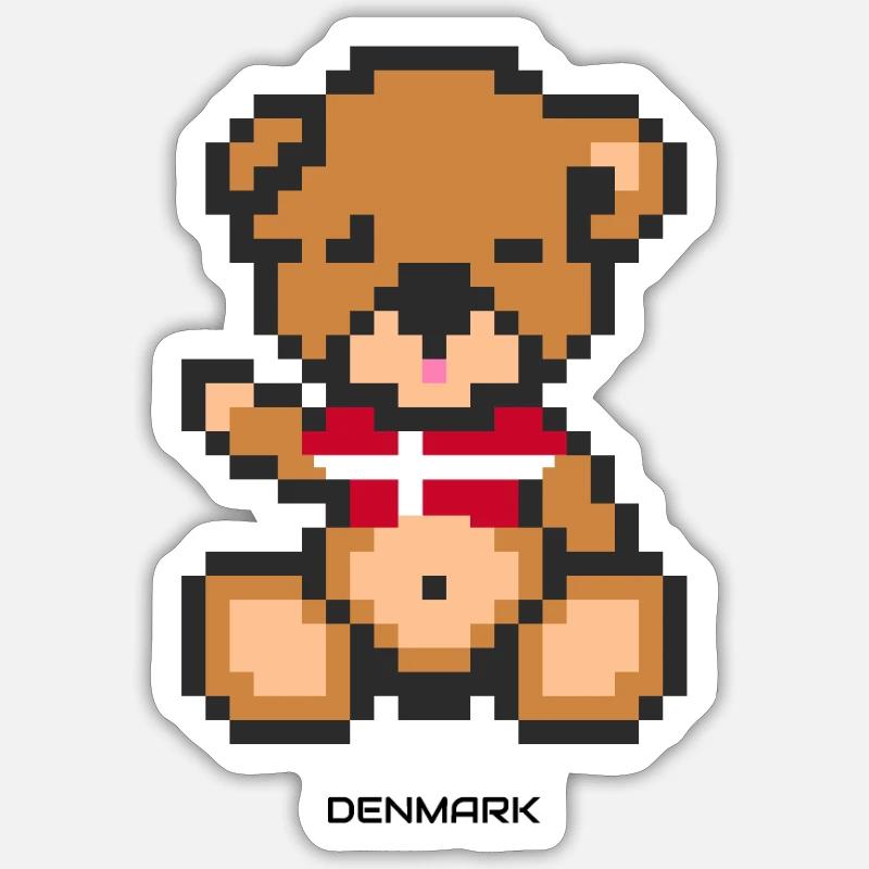 Pixel Bear Denmark - Sticker taille S (10 x 10 cm) - blanc mat