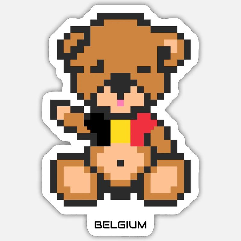 Pixel Bear Belgium - Sticker taille S (10 x 10 cm) - blanc mat