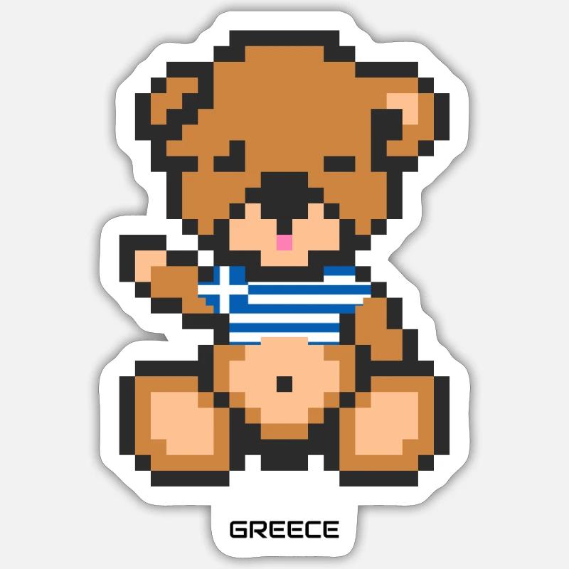 Pixel Bear Greece - Sticker size S (10 x 10 cm) - white matte