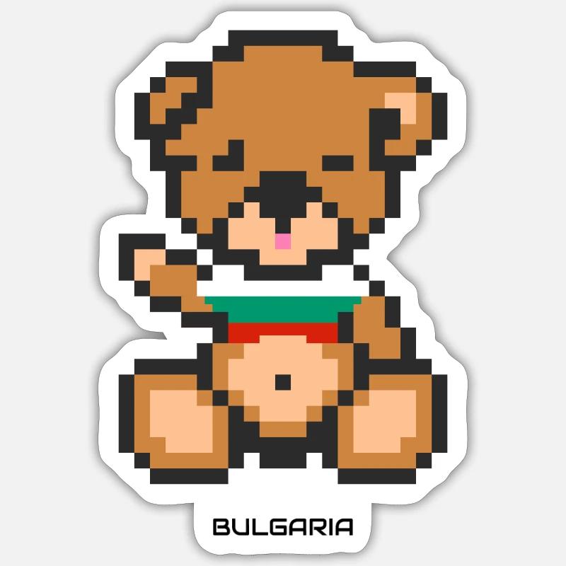 Pixel Bear Bulgaria - Sticker taille S (10 x 10 cm) - blanc mat