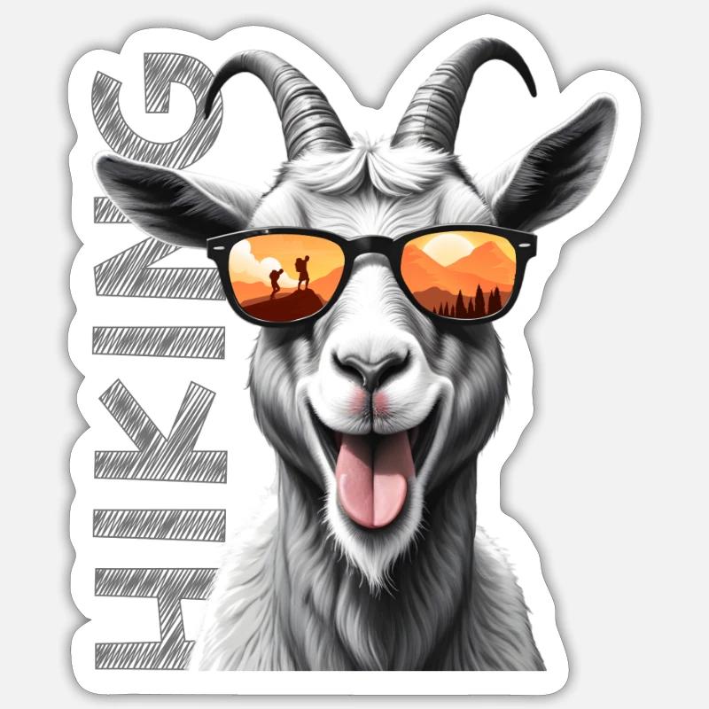 Randonnée chèvre - Sticker taille S (10 x 10 cm) - blanc mat
