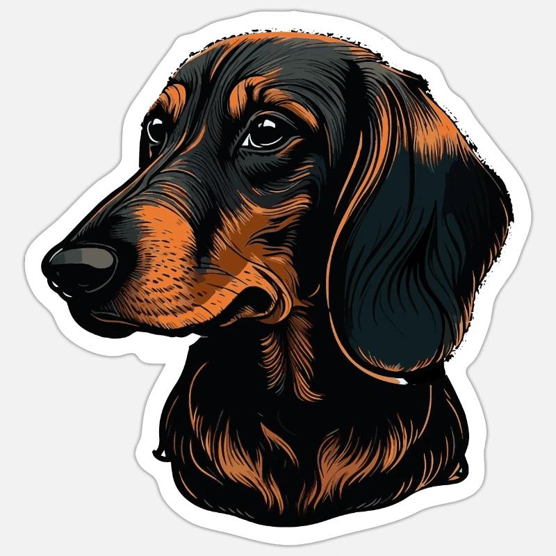 Teckel - Sticker taille S (10 x 10 cm) - blanc mat