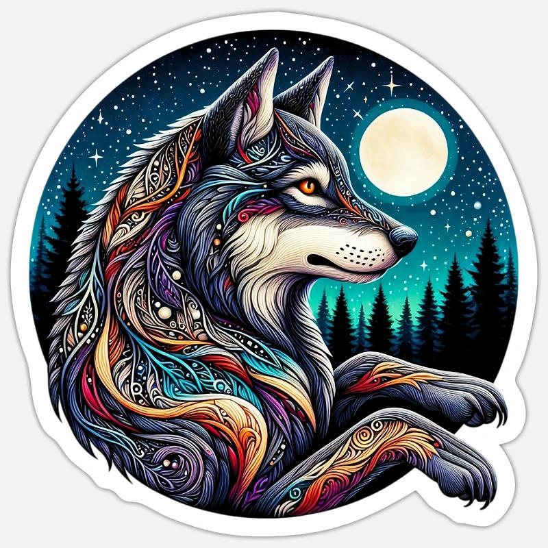 Wolf - Sticker Größe S (10 x 10 cm) - Mattweiß
