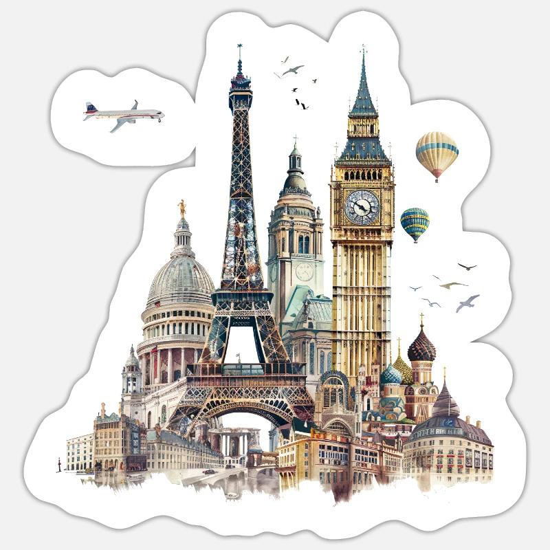 Les points de repère sont généralement des bâtiments Sticker taille S (10 x 10 cm)