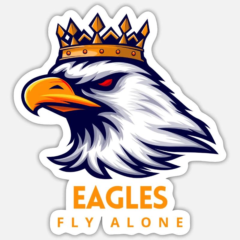 Cartoon Eagles fly alone - Sticker size S (10 x 10 cm) - white matte