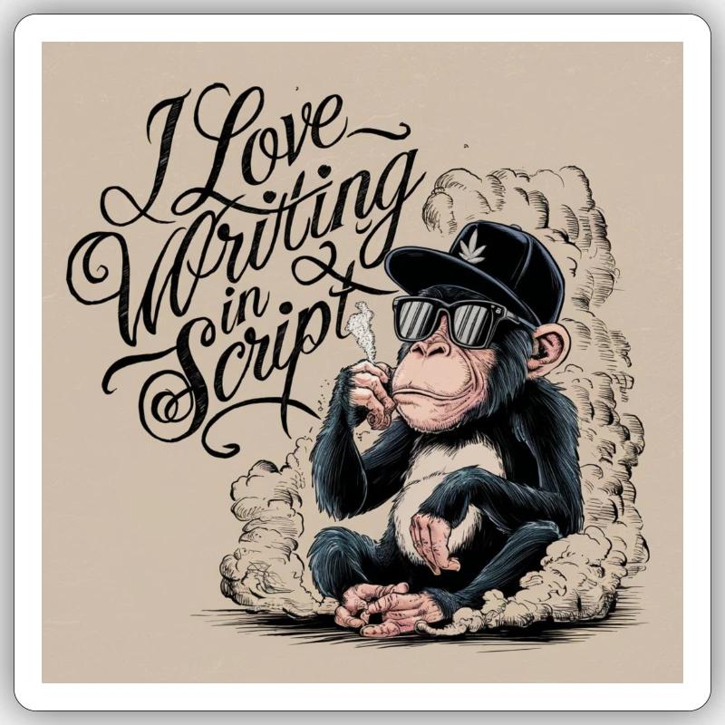 Chimpanzé - Sticker taille S (10 x 10 cm) - blanc mat