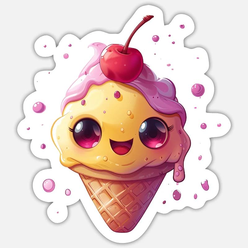 crème glacée - Sticker taille S (10 x 10 cm) - blanc mat