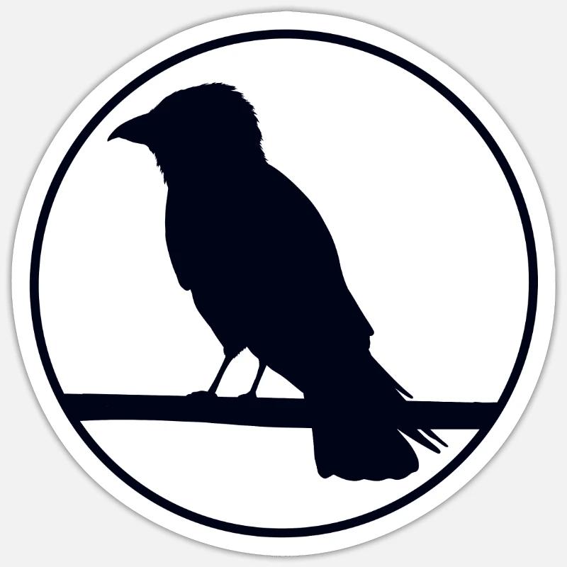 Crow on a branch - Sticker size S (10 x 10 cm) - white matte